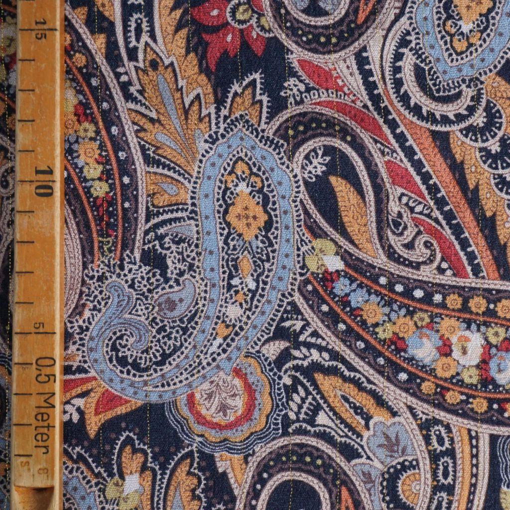 Viskose Borkencrepe mit Lurex Paisley